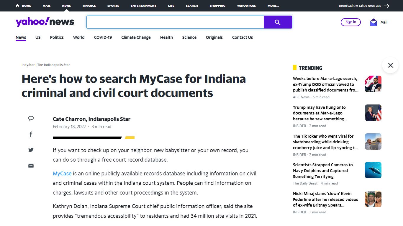 Here's how to search MyCase for Indiana criminal and civil court documents